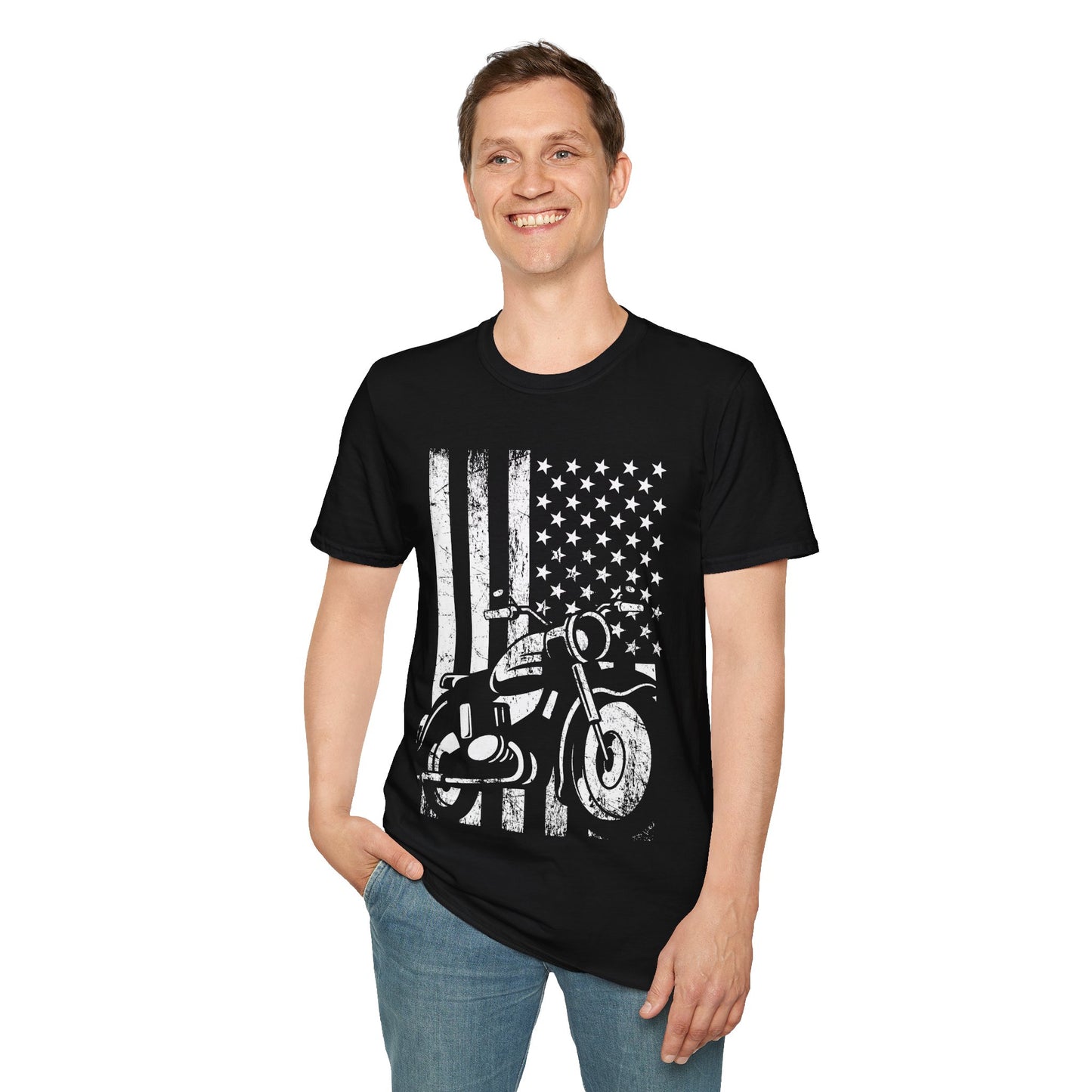 Motorcycle USA Flag Retro Viintage Biker Motercross T-Shirt For Bikers T-Shirt