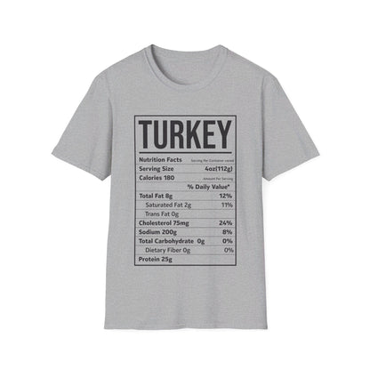 Turkey Nutrition Facts Funny Family Matching Thanksgiving Christmas T-Shirt For Men Women