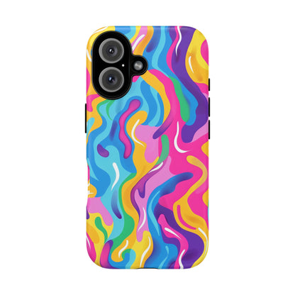 Rainbow Splash Pattern iPhone iPhone 13 14 15 16 Pro Max Plus Case Wireless Charging Compatible Tough Cases Protection, Magnetic Phone Case for iPhone Classic Series