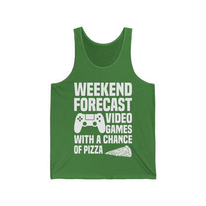 Funny Weekend Forecast Video Games and Pizza Gamer Gaming Tank Tops Men Women