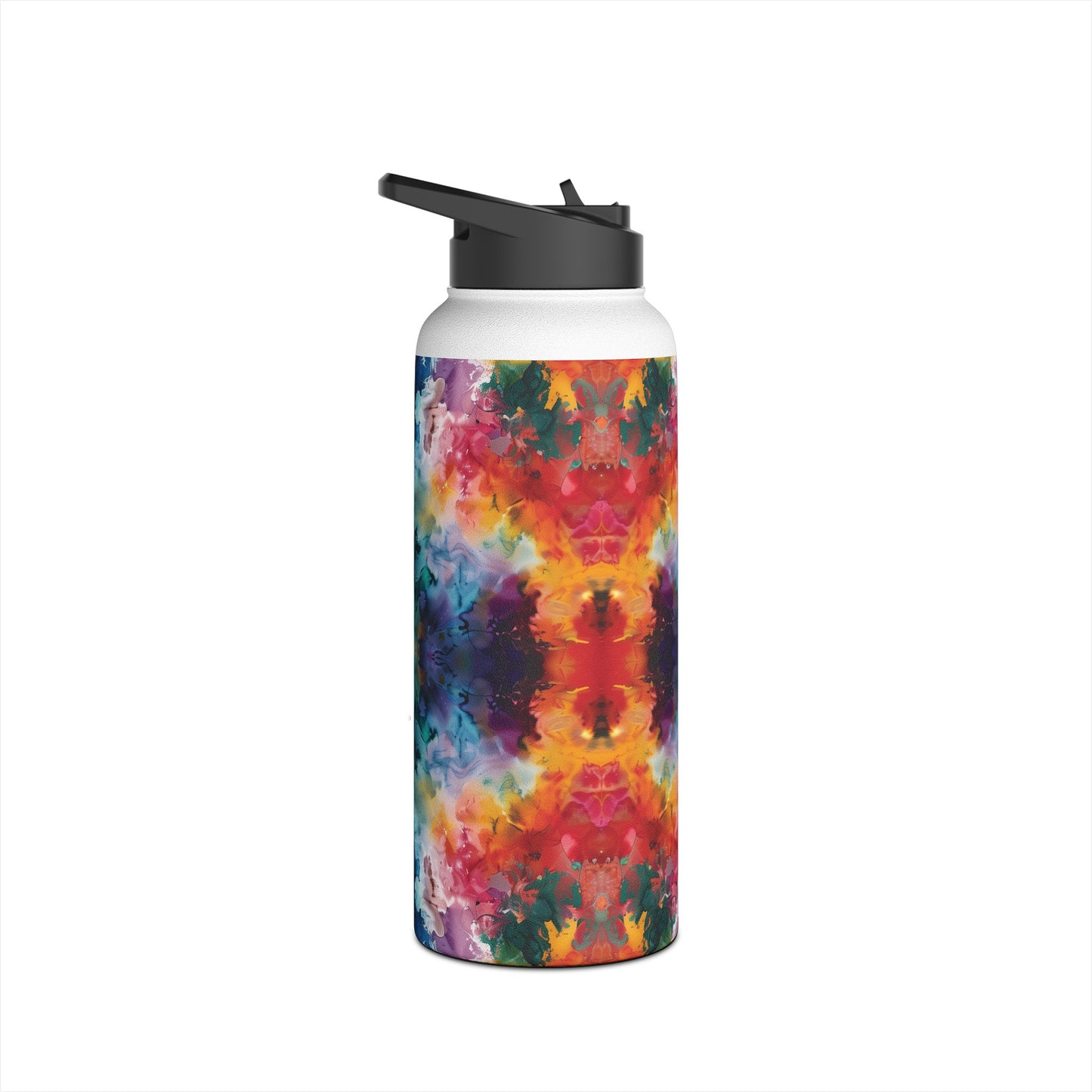 Template Tie-Dye Dream Vibrant Pattern Stainless Steel Water Bottle with Twist-on Lid and Double-Wall Vacuum Insulation