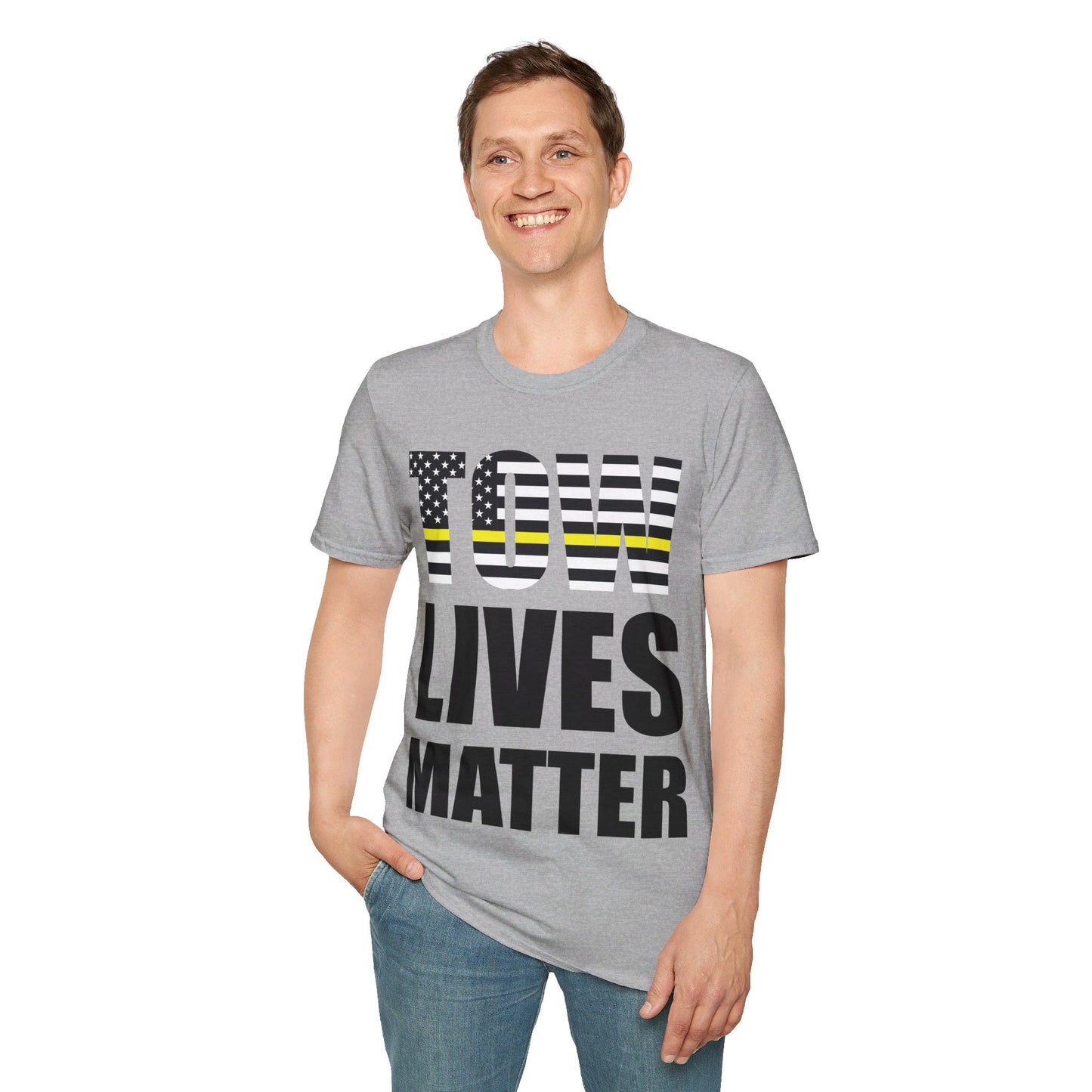 Tow Lives Matter Thin Yellow Line Tow Truck Driver Birthday Gift T-shirt Men