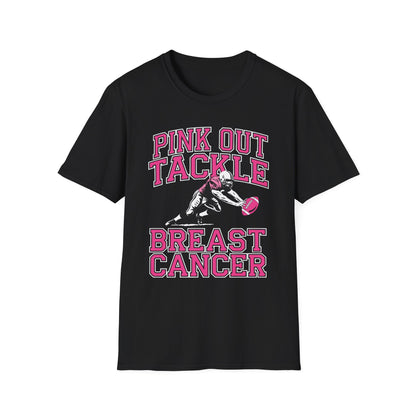Funny Pink Out Tackle Breast Cancer Awareness American Football T-Shirt For Men Women