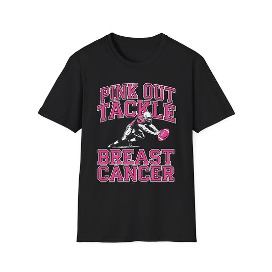 Funny Pink Out Tackle Breast Cancer Awareness American Football T-Shirt For Men Women