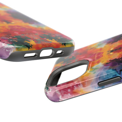 Tie-Dye Dream Vibrant Pattern iPhone 13 14 15 Pro Max Plus Case Compatible with MagSafe Tough Cases Protection, Magnetic Phone Case for iPhone  Classic Series