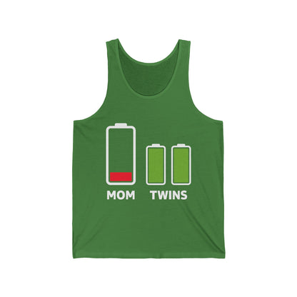 Funny Twin Mother Low Battery Tired Mom Of Twins Tank Tops