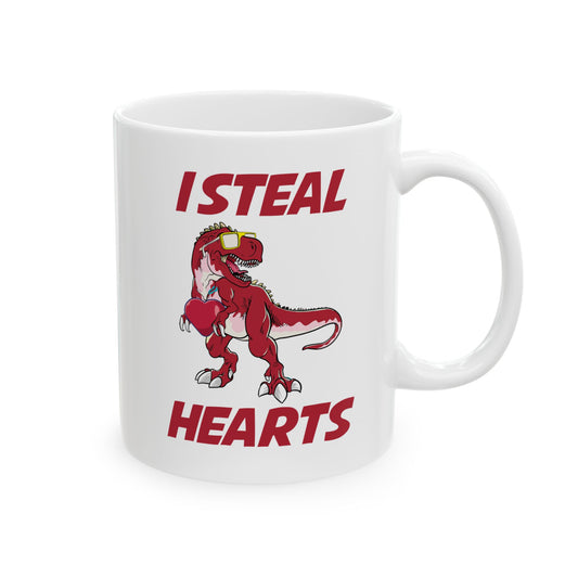 Valentines Day Dinosaur T rex Lover I Steal Hearts Coffee Mug Men Women Kids Boy