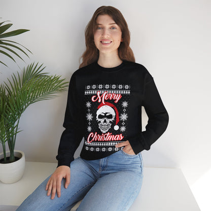 Merry Christmas Ugly Skull Holiday Xmas Jumper Crewneck Sweatshirt Sweater