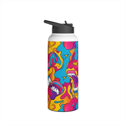 Comic Pattern Stainless Steel Water Bottle with Twist-on Lid and Double-Wall Vacuum Insulation