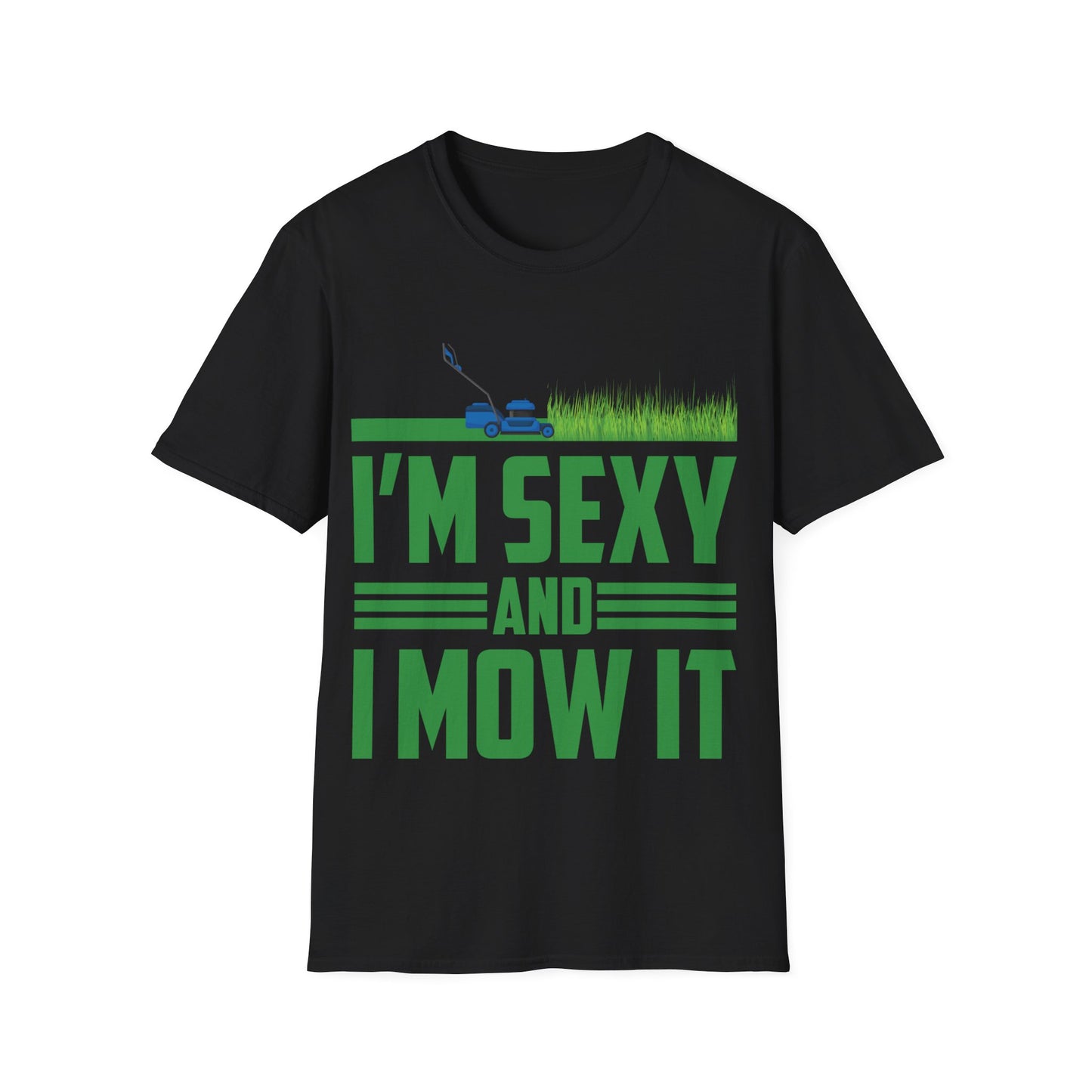 Funny Im Sexy and I Mow It Retro Grass Lawn Mower T-Shirt