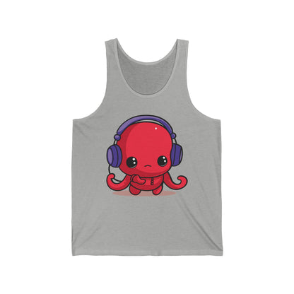 Cute Kawaii Octopus Cartoon Wearing Headphones Music Pop Tank Top For Men Women Tank Top