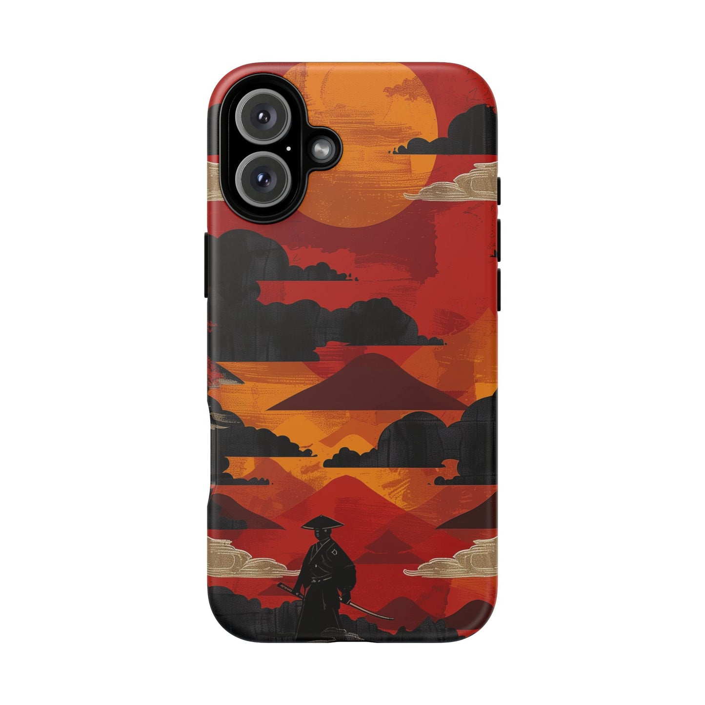 Samurai Sunset Vibrant Pattern iPhone 16 Pro Max Plus Case Wireless Charging Compatible Tough Cases Protection, Magnetic Phone Case for iPhone Classic Series