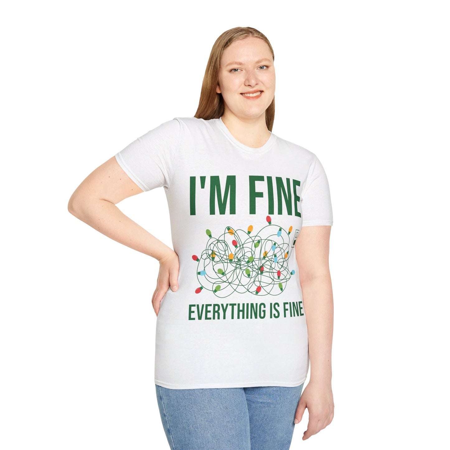 Funny I'm Fine Everything Is Fine Christmas Lights Xmas T-Shirt Men Women