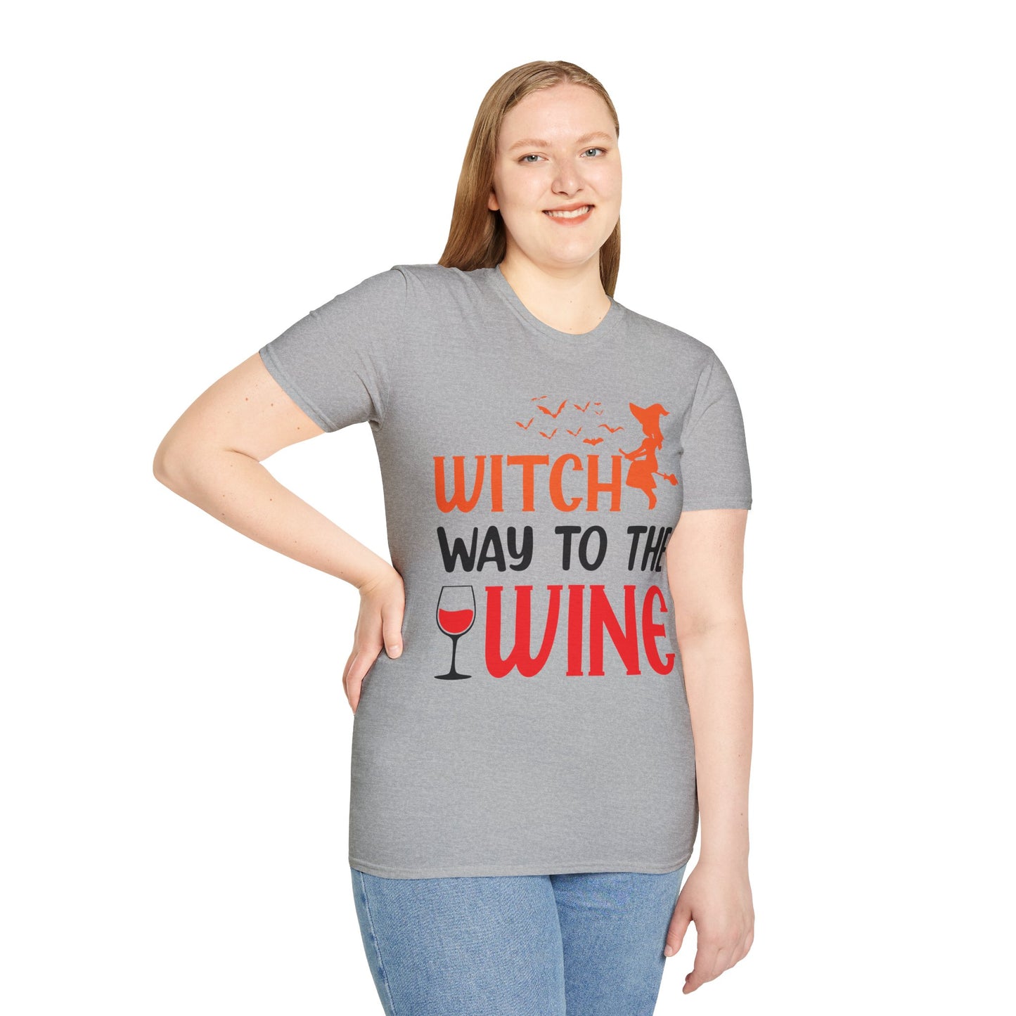 Women's Witch Way To The Wine Funny Wine Drinking Halloween Party T-Shirt