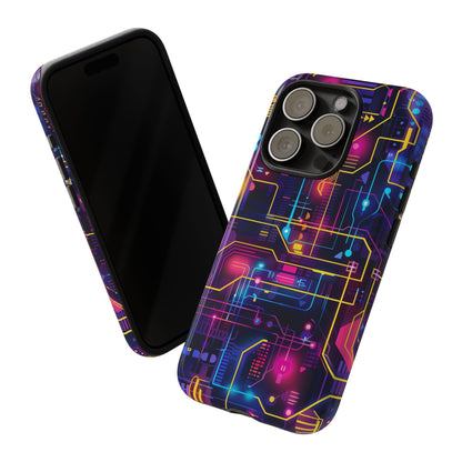 Cyberpunk Neon Vibrant Pattern iPhone 13 14 15 16 Pro Max Plus Case Wireless Charging Compatible Tough Cases Protection, Magnetic Phone Case for iPhone Classic Series