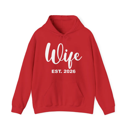 Funny Wife Est 2026 Just Married Bride Honeymoon Couple Wedding Hoodie For Women