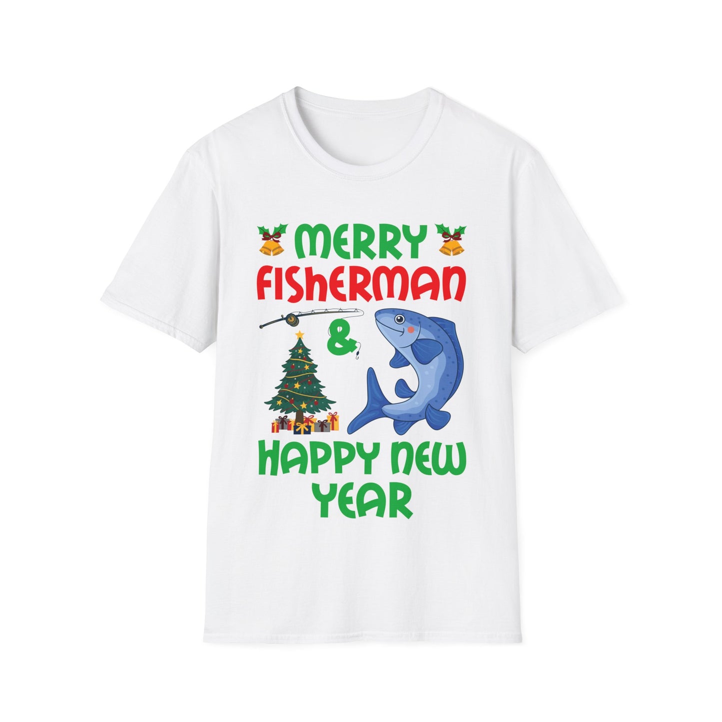 Funny Bass Fishing Merry Fishmas And Happy New Year Christmas Xmas T-Shirt