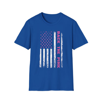 Back The Pink USA Flag Pink Breast Cancer Awareness October Tshirt