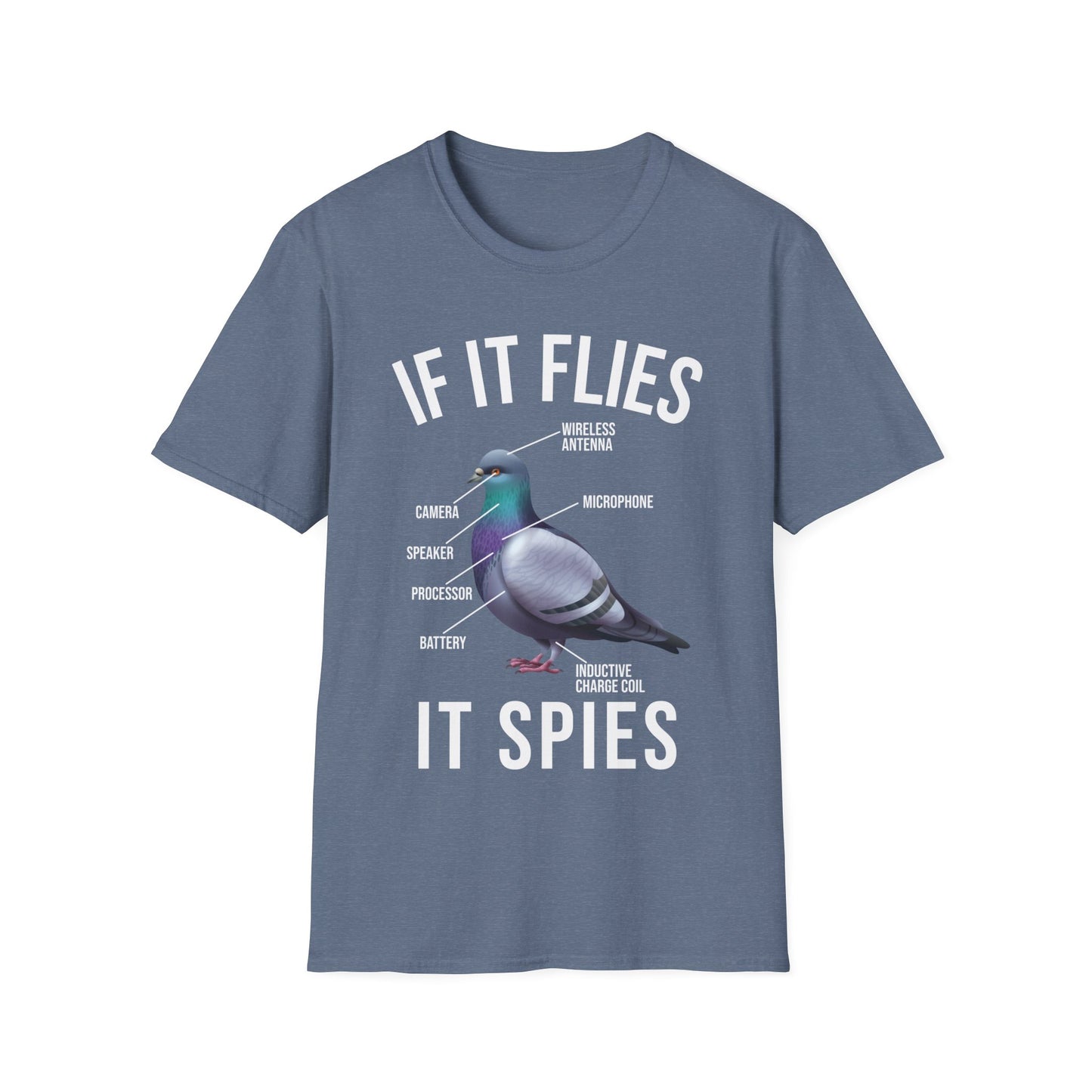 Funny If It Flies It Spies Pigeon Anatomy Bird aren't Real T-Shirt Men Women