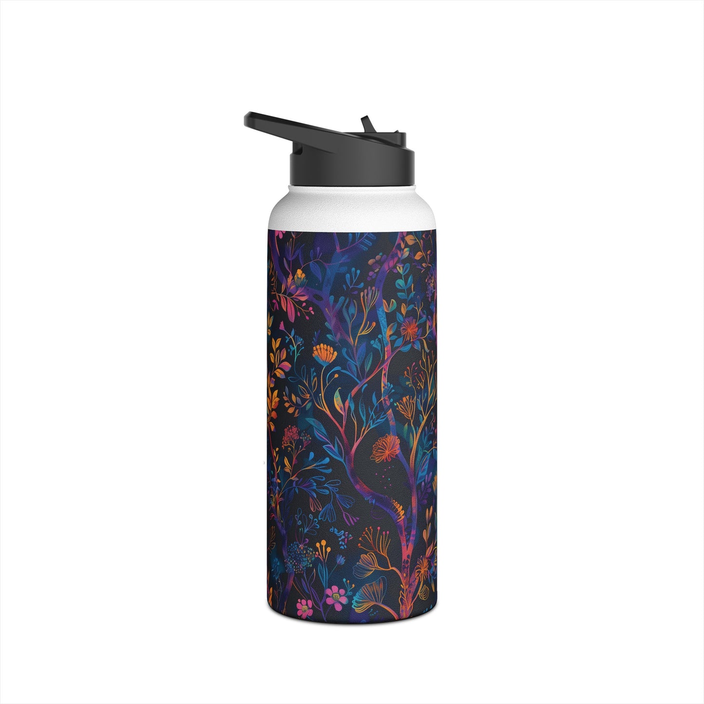 Mystical Forest Pattern Stainless Steel Water Bottle with Twist-on Lid and Double-Wall Vacuum Insulation