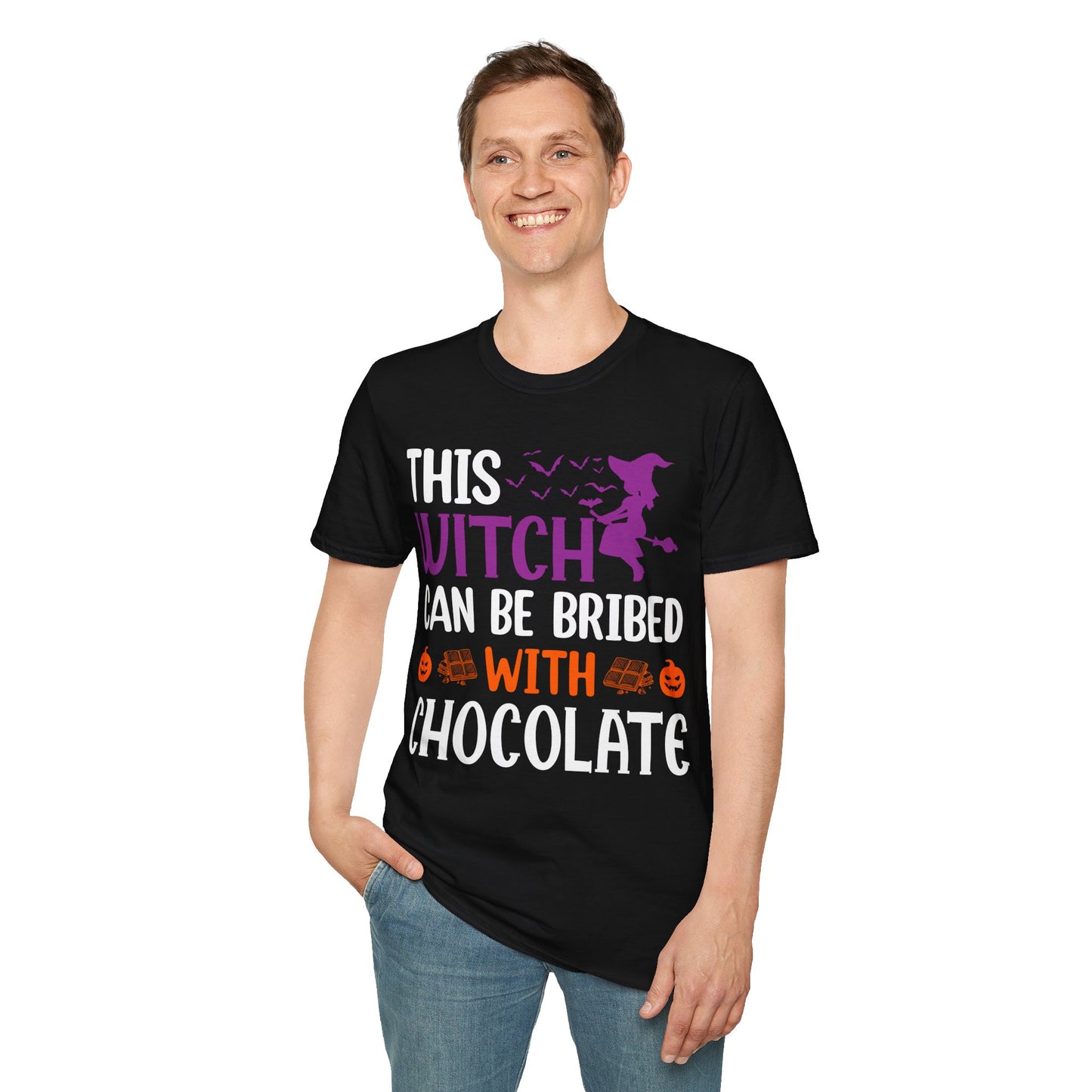 Funny Halloween This Witch Can Be Bribed With Chocolate Lovers Halloween Party T-Shirt Girls Women