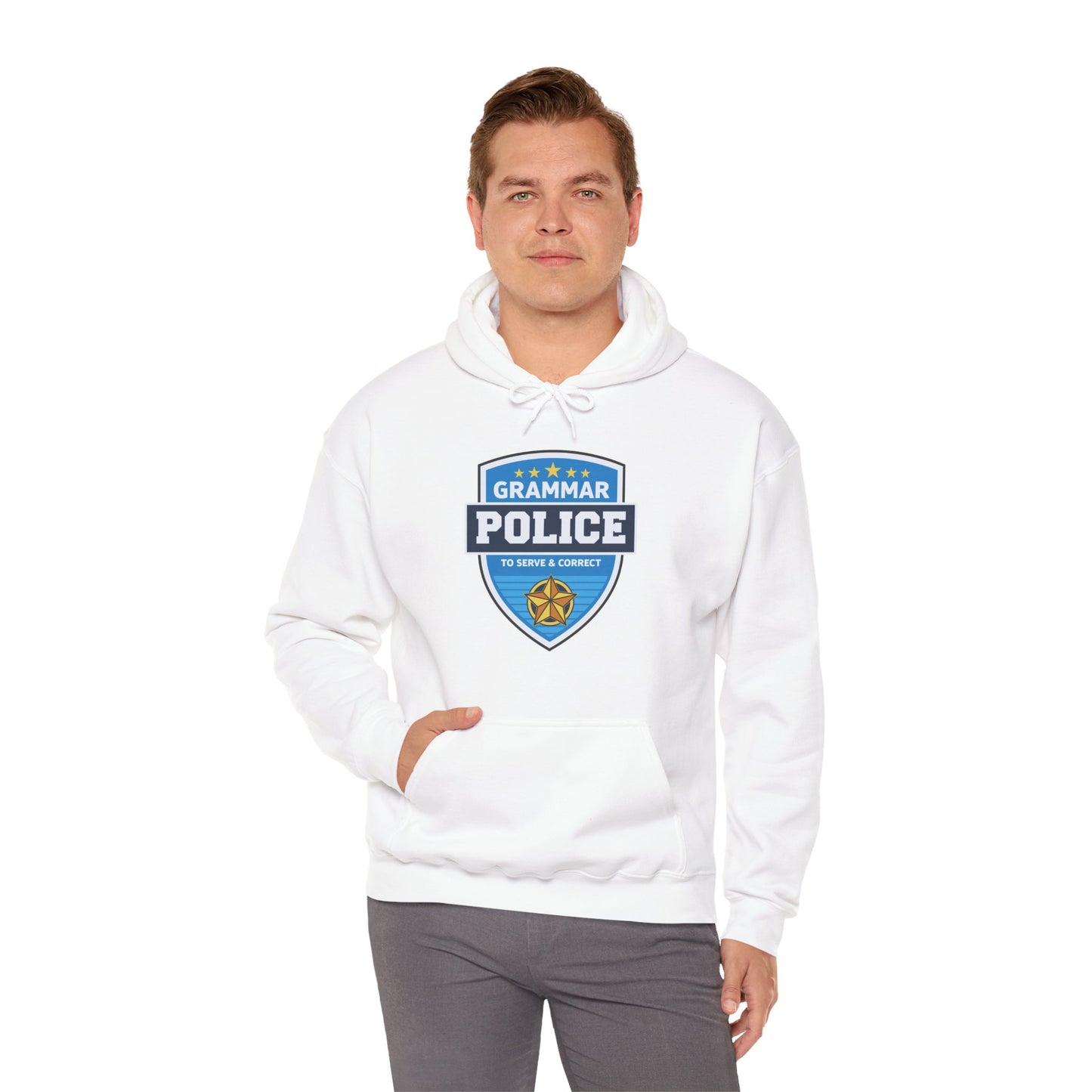 Grammar Police Badge To Serve and Correct Teacher Student Hoodie For Men Women