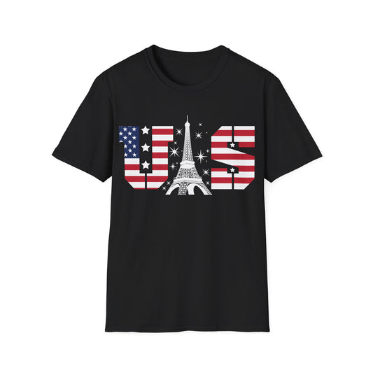 USA Eiffel Tower 2024 Summer Sports Patriotic Supporter T-Shirt For Men Women T-Shirt