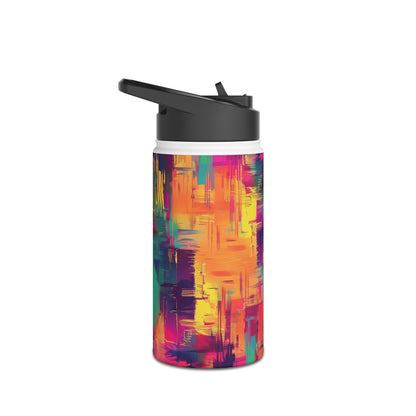 Glitch Art Pattern Stainless Steel Water Bottle with Twist-on Lid and Double-Wall Vacuum Insulation