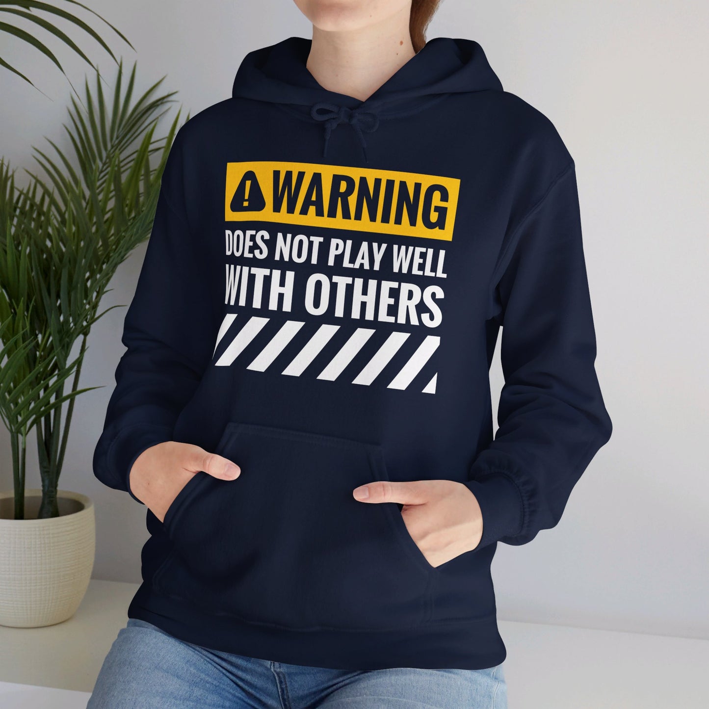 Funny Warning Does Not Play Well With Others Caution Sign Hoodie For Men Women Hoodie