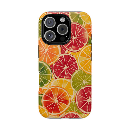 Citrus Burst Vibrant Color Pattern iPhone 13 14 15 16 Pro Max Plus Case Wireless Charging Compatible Tough Cases Protection, Magnetic Phone Case for iPhone Classic Series