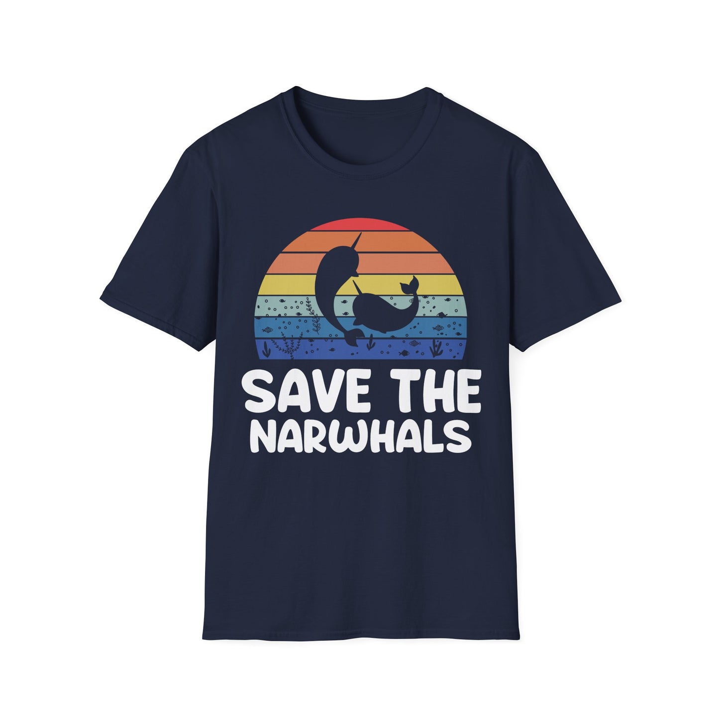 Funny Save The Narwhals Retro Narwhals T-Shirt Men Women