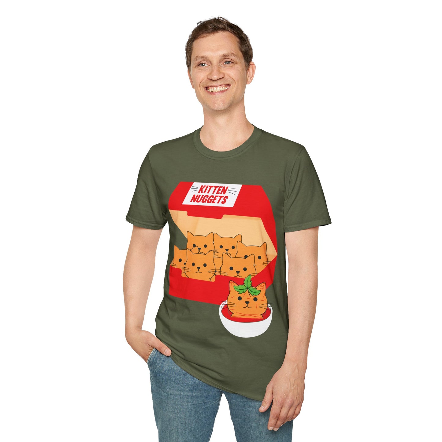 Funny Kitten Nuggets Food Pun Cat Lover Gift Chicken Nuggets T-Shirt For Men Women T-Shirt