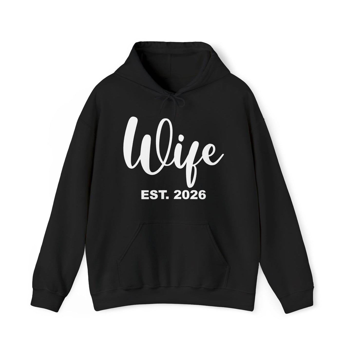Funny Wife Est 2026 Just Married Bride Honeymoon Couple Wedding Hoodie For Women