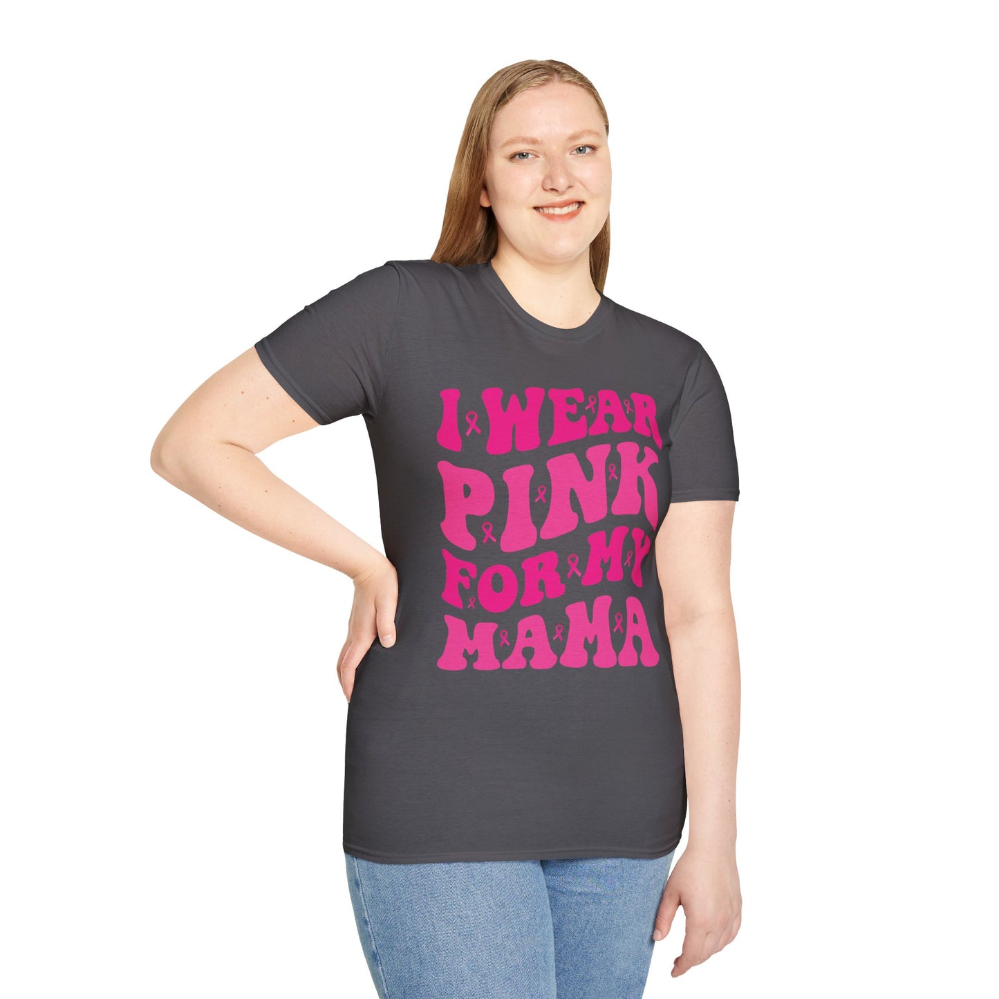 I Wear Pink For My Mama Ribbon Breast Cancer Support Squads T-Shirt For Men Women