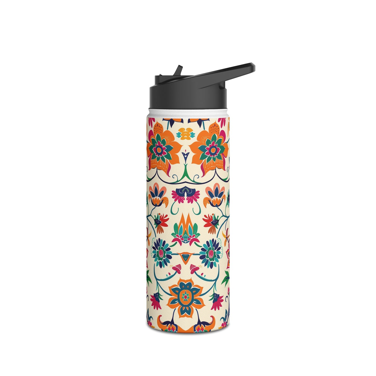 Fiesta Fiesta White Pattern Stainless Steel Water Bottle with Twist-on Lid and Double-Wall Vacuum Insulation