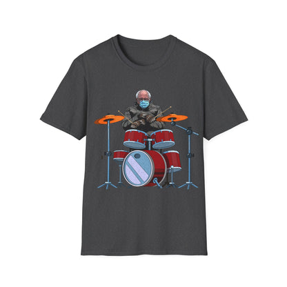 Bernie Sanders Drummer Inauguration Mittens Meme Sitting Drums T-Shirt