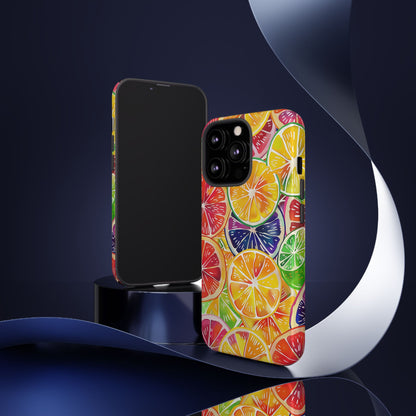 Citrus Burst Vibrant Pattern iPhone 13 14 15 16 Pro Max Plus Case Wireless Charging Compatible Tough Cases Protection, Magnetic Phone Case for iPhone Classic Series