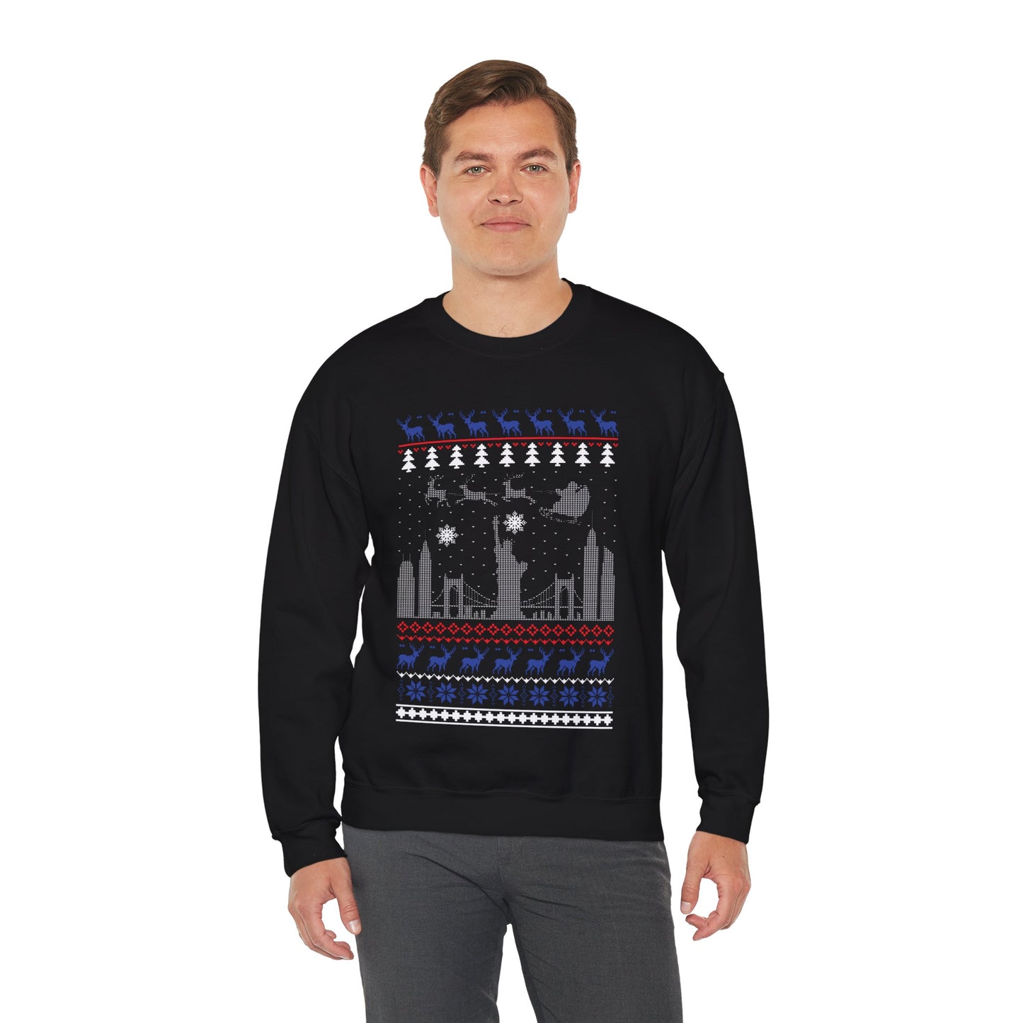 I Love New York Christmas Santa, Reindeer Funny Ugly Christmas Jumper Sweatshirt