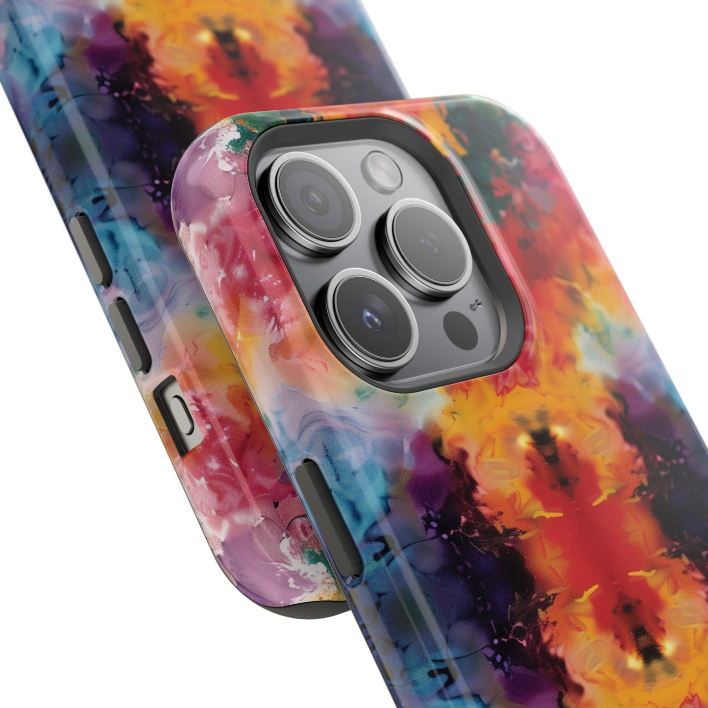 Tie-Dye Dream Vibrant Pattern iPhone 13 14 15 Pro Max Plus Case Compatible with MagSafe Tough Cases Protection, Magnetic Phone Case for iPhone  Classic Series