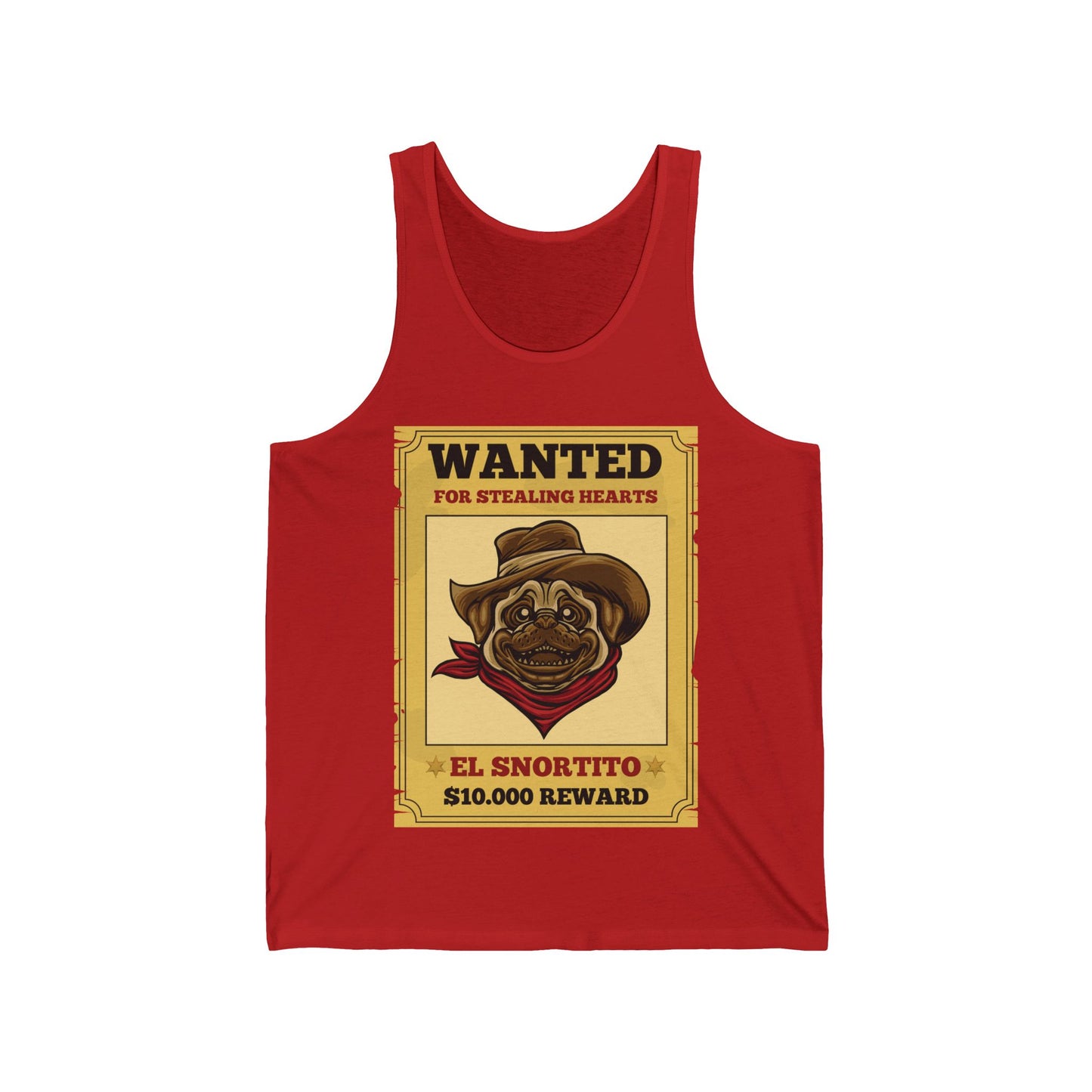 Vintage Pug Wanted Poster Cute Western Cowboy Funny Pug Dog Tank Top For Men Women Tank Top