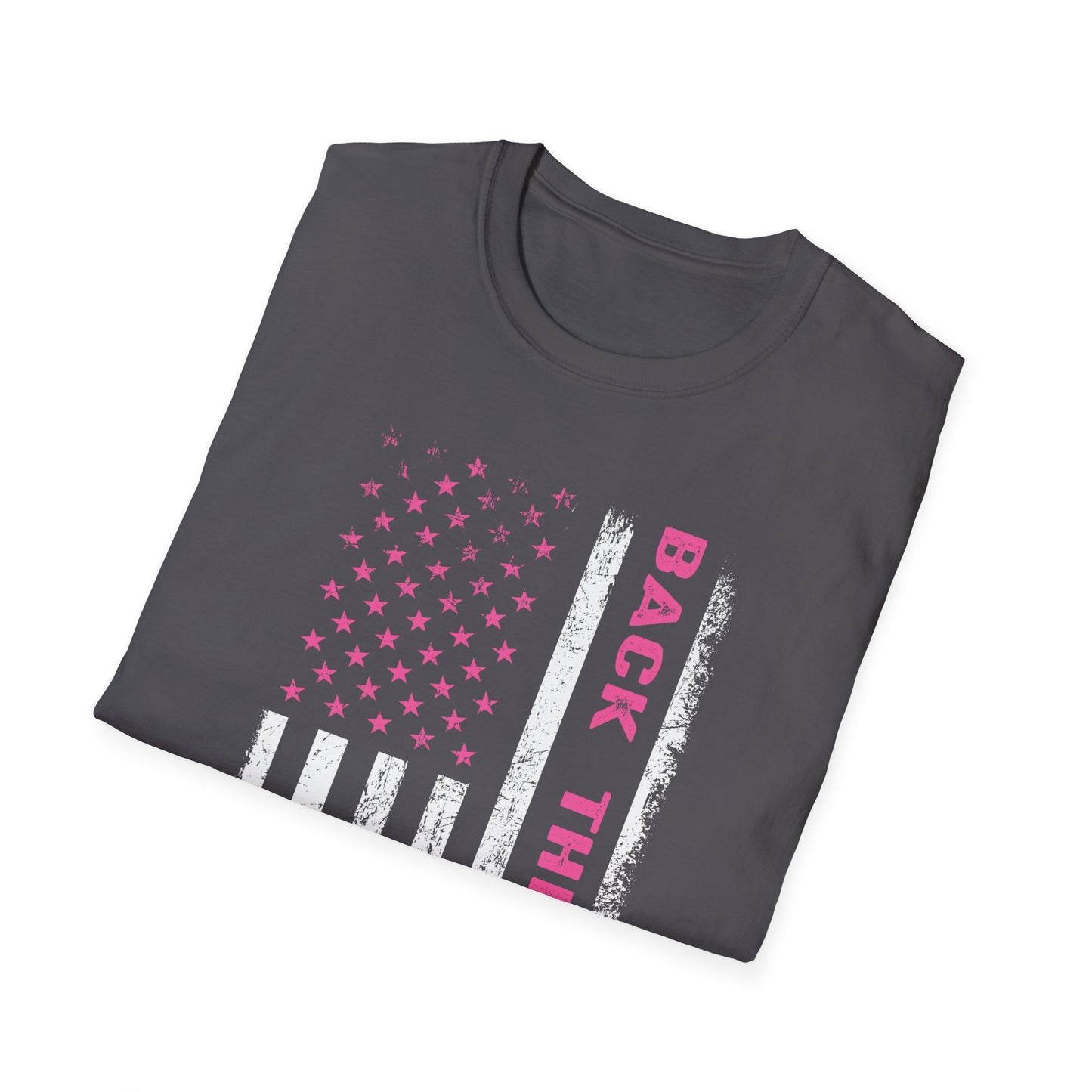 Back The Pink USA Flag Pink Breast Cancer Awareness October Tshirt