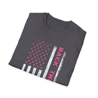 Back The Pink USA Flag Pink Breast Cancer Awareness October Tshirt