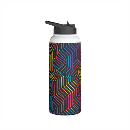 Geometric Illusion Vibrant Pattern Stainless Steel Water Bottle with Twist-on Lid and Double-Wall Vacuum Insulation