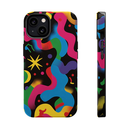 Pop Culture Fun Vibrant Pattern iPhone 13 14 15 Pro Max Plus Case Compatible with MagSafe Tough Cases Protection, Magnetic Phone Case for iPhone  Classic Series