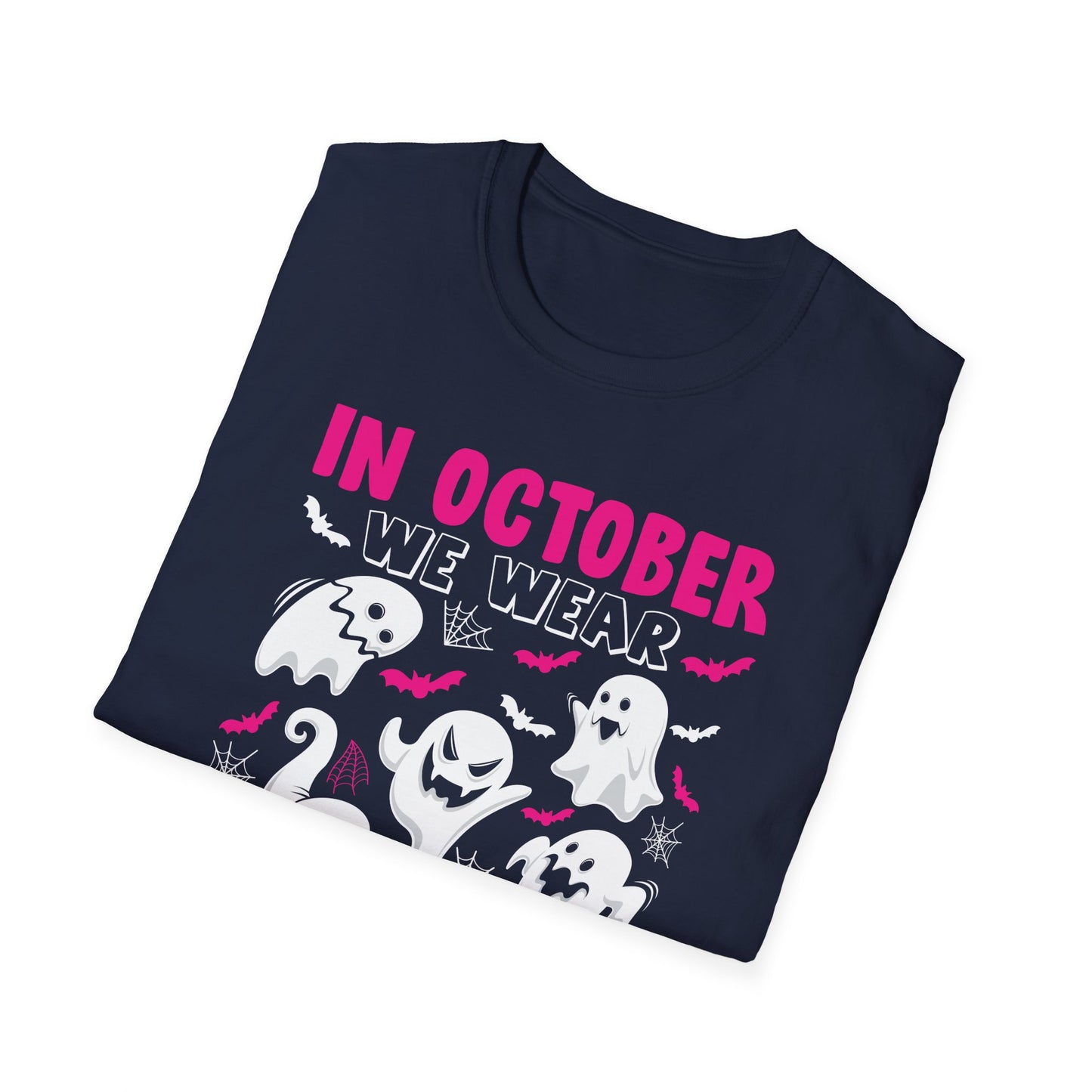 Groovy Wear Pink Breast Cancer Warrior Cute Ghost Halloween T-Shirt