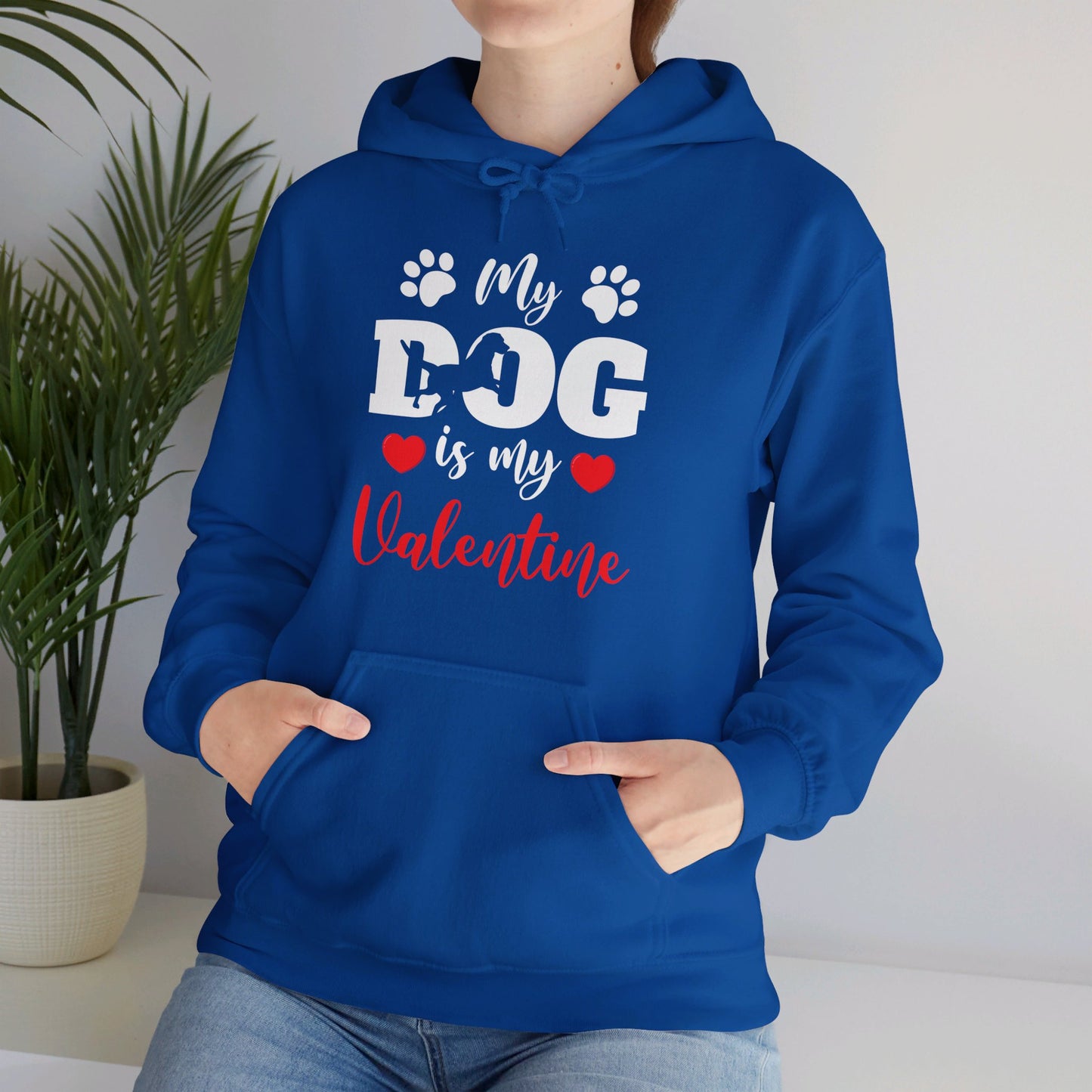 Funny My Dog is My Valentine Dog Lovers Hoodie For Men Women Hoodie