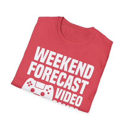 Funny Weekend Forecast Video Games and Pizza Gamer Gaming T-Shirt Men Women