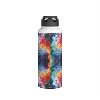 Template Tie-Dye Dream Vibrant Pattern Stainless Steel Water Bottle with Twist-on Lid and Double-Wall Vacuum Insulation