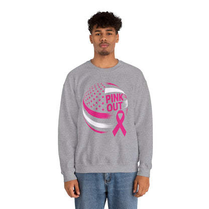 Volley Ball Pink Ribbon Breast Cancer Awearness USA Flag Sweatshirt For Men Women