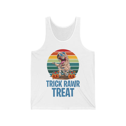 Funny Trick Rawr Treat Halloween Costume Pumpkin Dinosaur Candy T-Rex Lovers Tank Top Men Women